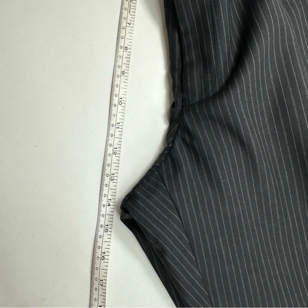 Andrew Fezza Worsted Wool Tonal Charcoal Gray Pinstripe Two-Piece Suit Mens 43S